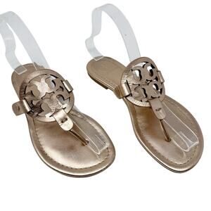 Tory Burch Miller Leather Thong Sandal Rose Gold Metallic Flat Flip Flop 6.5